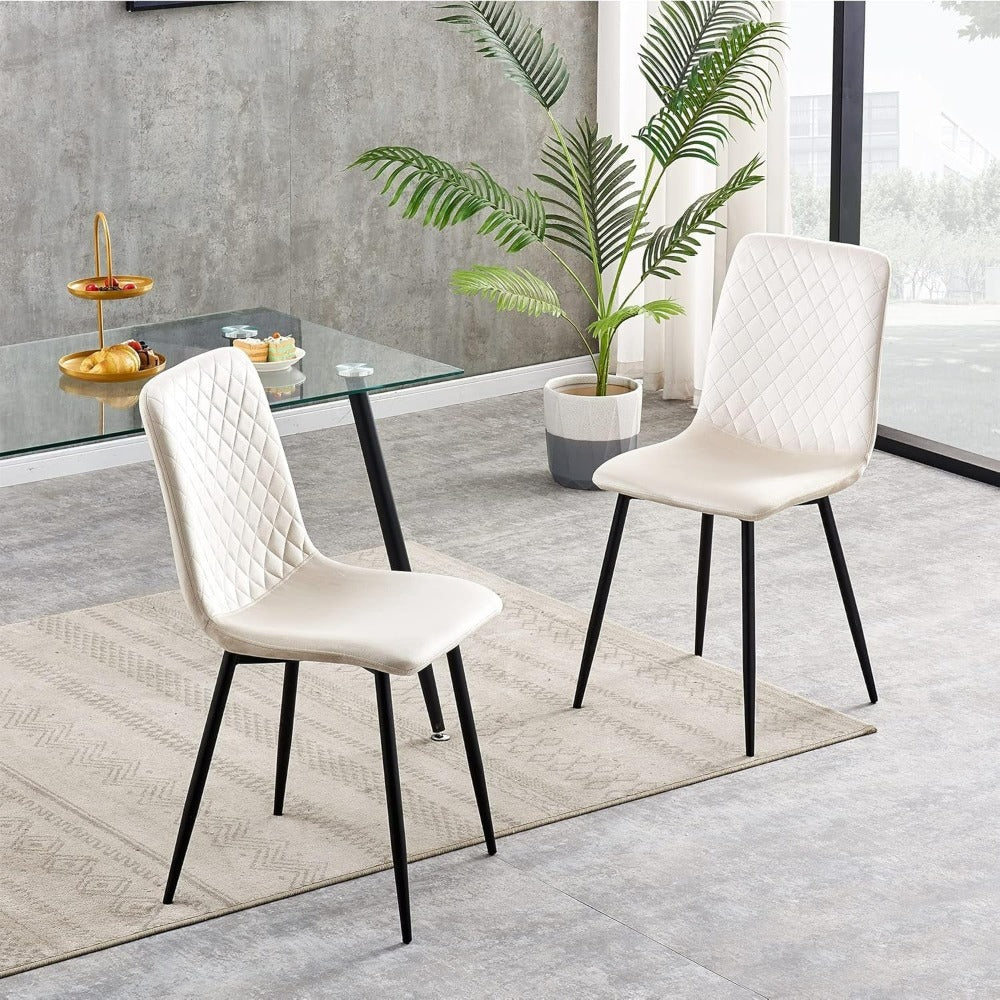 Sillas de comedor MCC Direct en conjunto de 4 piezas Hechas de terciopelo, patas de metal, sillas Lexi, sillas de diseño