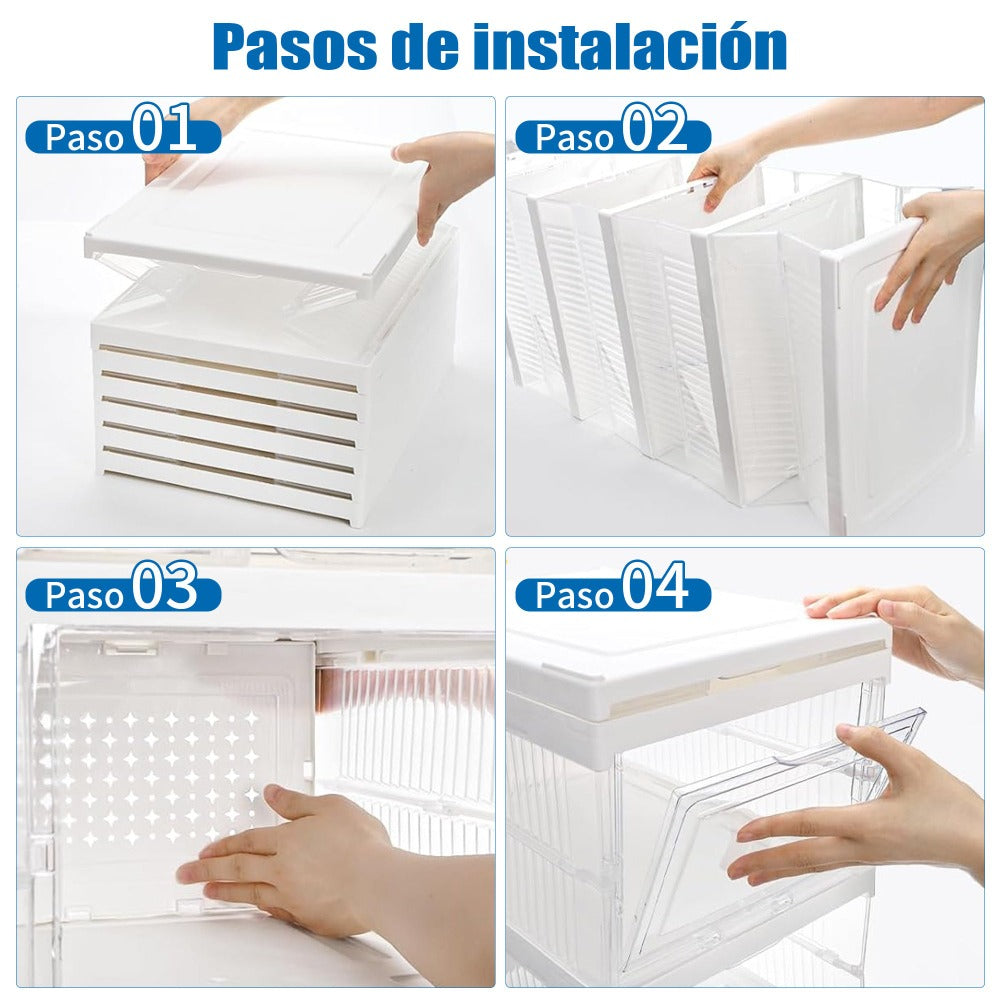 Organizador de Zapatos Plegable Sin Instalación, 6 Niveles, Puerta Transparente Antipolvo 105X34.5X25cm