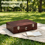 Set de Arte de Lujo (Incluye Dibujos y Lápices de Colores en una Caja de Almacenamiento de Madera), Set de Herramientas de Arte Profesional para Adultos, Suministros para Pintar para Artistas, Ideal para Bocetos al Aire Libre, Perfecto como Regalo para Fe