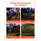 Bolsa para herrajes de batería VEVOR con ruedas, 1680D, bolsa de transporte para equipo de batería, estuche de transporte con asa resistente, cremallera duradera, ruedas de PVC suaves, múltiples bolsillos, para herrajes y accesorios de soporte, negro