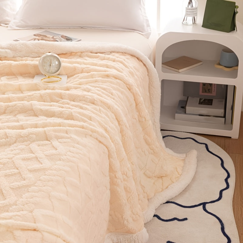Manta de Pelo Sintético de Tejido Jacquard Premium - Textura Ultra Suave como Terciopelo, Hipoalergénica y Antiestática - Bordes Doble Costura para Mayor Durabilidad - Calidez Invernal Acogedora - Lavable a Máquina, Ligera, Ideal para Regalos de Fiestas y