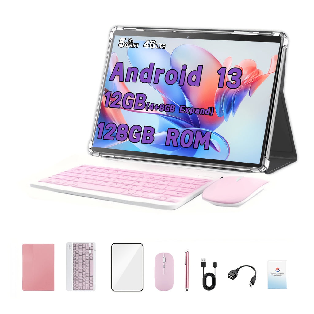 Tablet | CRELANDER Tablet PC Android 13 con pantalla táctil de 10.1 pulgadas 1280 X 800 IPS de alta definición, viene con adicionales (Teclado