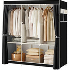 Armario Grande de Lona con Colgadores, Ideal para Almacenamiento en Dormitorio y Sala (, Gris, Marrón), Armarios Portátiles