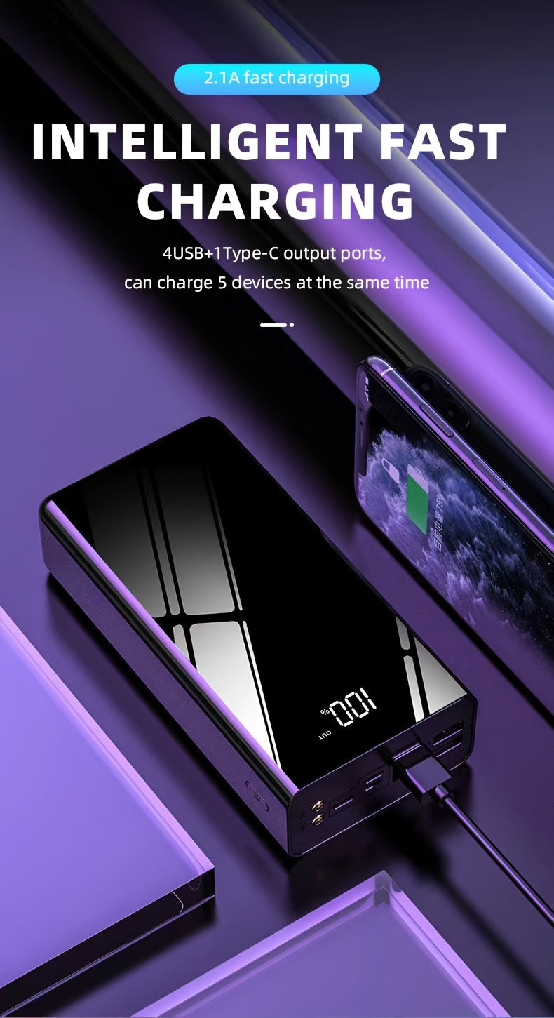 Batería externa | Banco de energía de 50000 mAh, 22,5 W de carga rápida, diseño de espejo de pantalla completa, banco de energía de gran