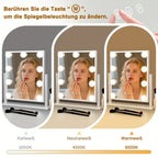 Espejo de maquillaje Hollywood con iluminación - Espejo de tocador con 14 luces LED, puerto USB, espejo cosmético de 50x40 cm - Espejo de tocador táctil regulable con 3 modos