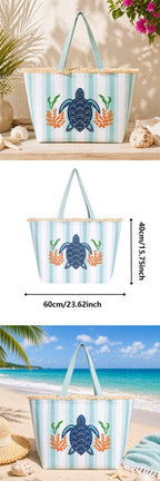 Bolso Tote de playa con estampado de animales marinos, bolso de gran capacidad para mujer, bolso bandolera, ideal para playa, piscina, viajes y uso diario