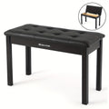 Banqueta para Piano MUSTAR de 74 cm con Almacenamiento - Taburete de Madera Maciza, Tapizado en Piel Sintética Suave y Compartimento Abatible para Teclados Digitales, Decoración del Hogar, Banqueta de Tocador -