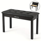 Banqueta para Piano MUSTAR de 74 cm con Almacenamiento - Taburete de Madera Maciza, Tapizado en Piel Sintética Suave y Compartimento Abatible para Teclados Digitales, Decoración del Hogar, Banqueta de Tocador -