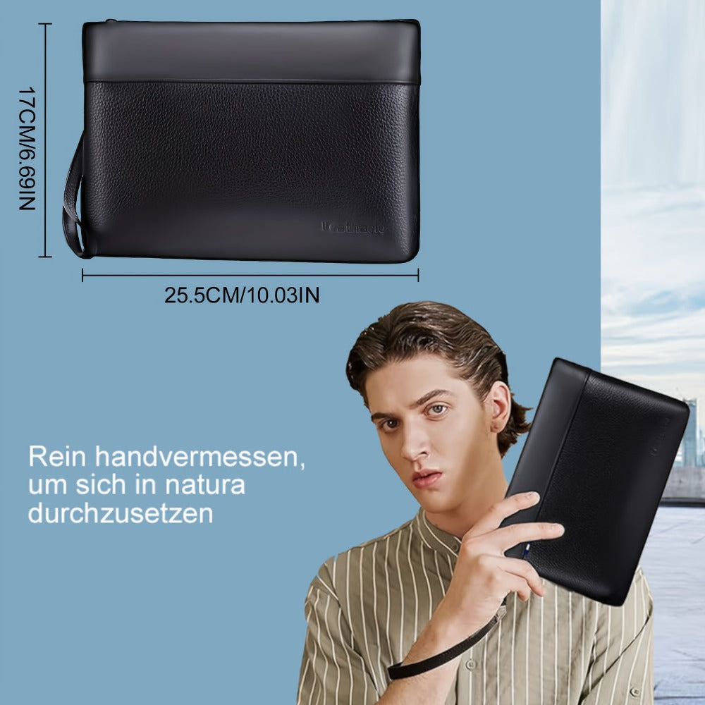 Bolso de mano de cuero para hombre Leathario, bolso tote con ranura, bolso tote pequeño con cremallera, gran capacidad para oficina, conferencias, viajes, almacén local