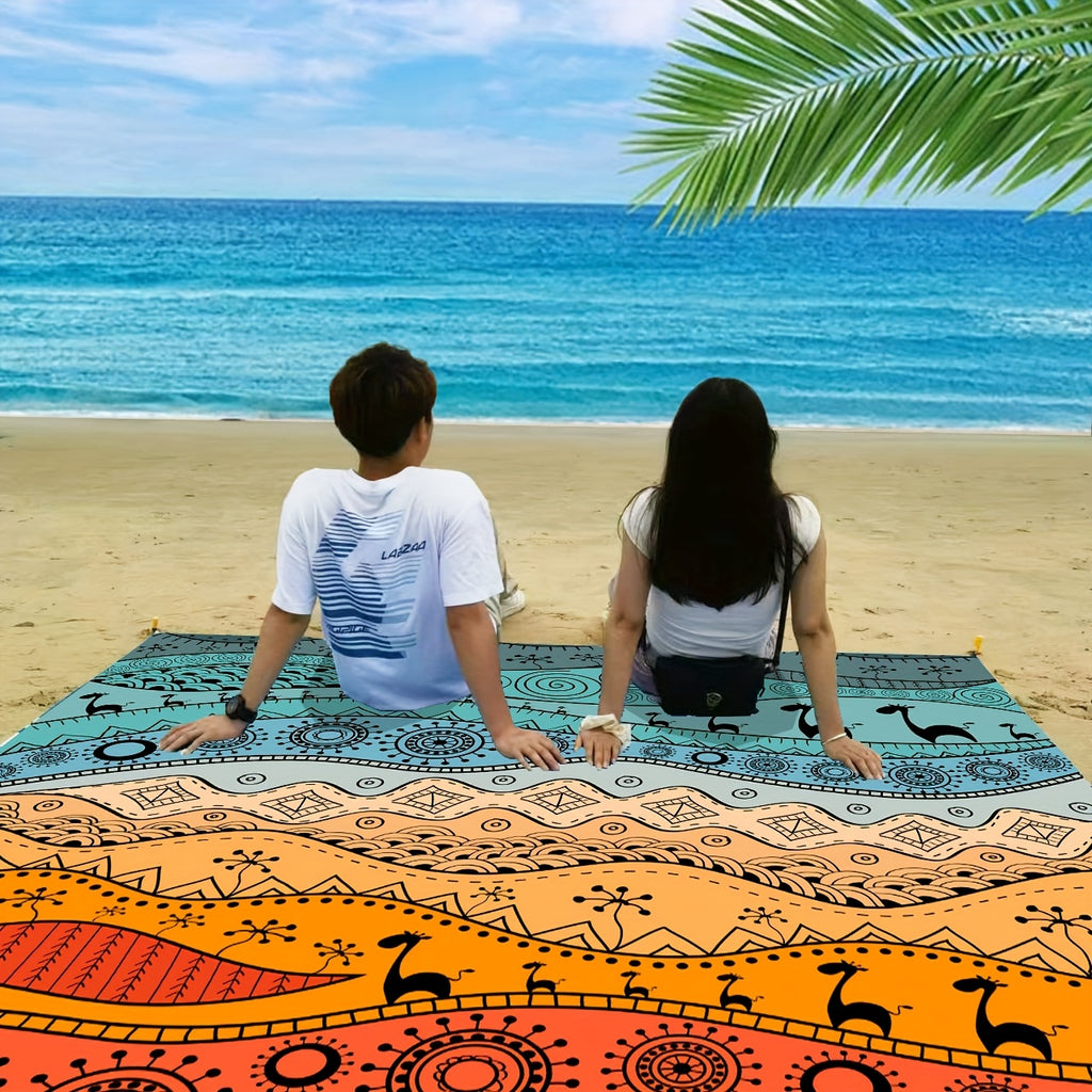 Manta de playa compacta ultraligera resistente al agua y arena de 304,8 x 274,32 pulgadas/210,82 x 200,66 pulgadas. Ideal para la playa, el parque, el césped, el camping, senderismo, conciertos y equipo al aire libre.