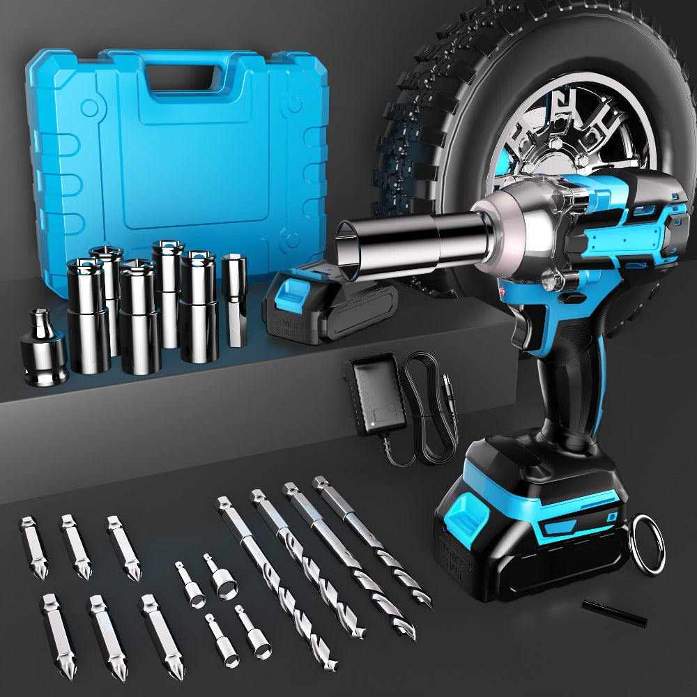 Kit de herramientas | Llave de impacto azul inalámbrica recién mejorada, completa con batería y cargador. Diseño ergonómico y ligero para una