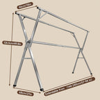 Tendedero de ropa telescópico plegable de marco en X de alta resistencia de 200.03cm/240.03cm, tendedero de lavandería retráctil de acero inoxidable independiente con clips a prueba de viento y para calcetines, ahorro de espacio para uso en interiores y e