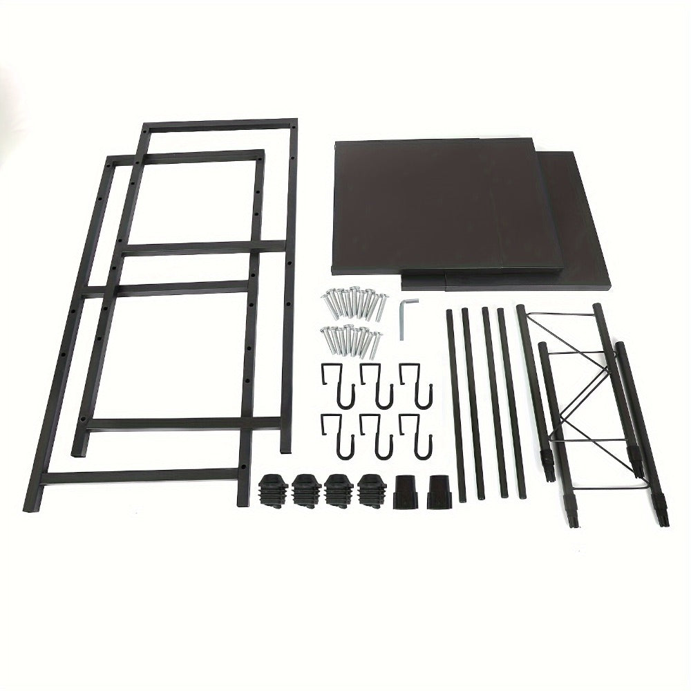 Estante de microondas resistente de 3 niveles ajustable, estante de almacenamiento horizontal para cocina, estante para guardar cubiertos, material de acero al carbono negro mate, equipado con 6 ganchos, artefacto de almacenamiento multifuncional de doble