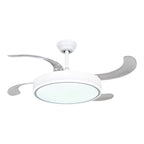 Ventilador de techo con Blanco en 3 Temperaturas de con Mando a Distancia -Motor DC Eficiente y Silencioso, 3 tonalidades, aspas desplegables retráctiles, 6 velocidades, control remoto, memoria, temporizador, silencioso y bajo consumo.