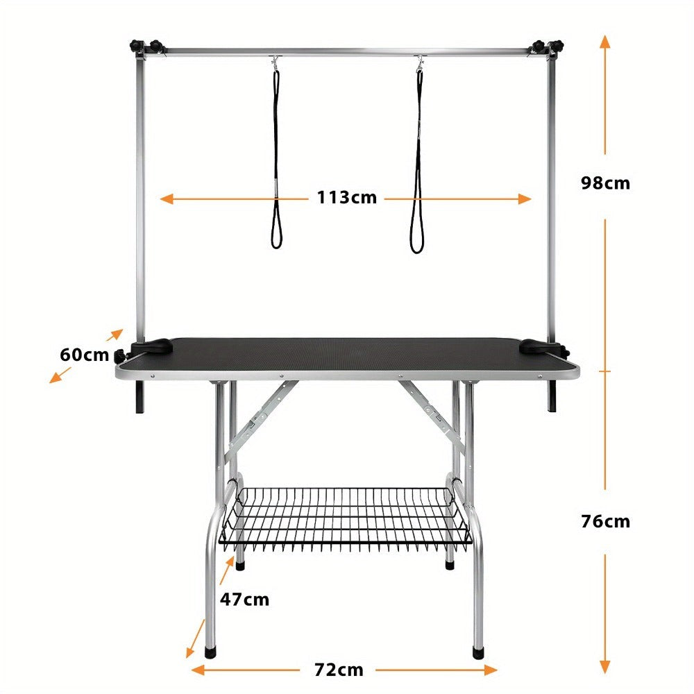 Mesa de peluquería ajustable en altura para perros y gatos, con hebilla y diseño plegable