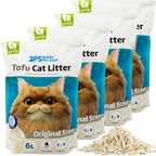 4PCS Arena de Tofu para Gatos aglomera 6L - Sin Polvo Fácil de Aglomerar y Controla Olores -y Segura para Gatitos 2-2.3kg cada bolsa