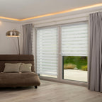 Persiana enrollable Sekey sin taladro, altura ajustable infinitamente con transparencia y blackout, para ventanas de 45-90cm, blanco/blanco.