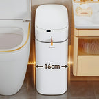 Cubo de basura de 14 litros/13.25 L con sensor sin contacto y tapa - Papelera de residuos activada por movimiento sin manos, funcionamiento higiénico adecuado para baño, dormitorio, oficina, hogar, cubo de plástico rectangular compacto para espacios peque