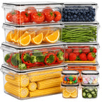 Juego de 68/60/56/44/24 piezas de recipientes herméticos para almacenar alimentos - Contenedores de plástico a prueba de aire y fugas con tapas, organizadores apilables para nevera, despensa y sobras, aptos para microondas/congelador/lavavajillas, incluye