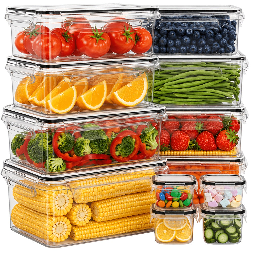 Juego de 68/60/56/44/24 piezas de recipientes herméticos para almacenar alimentos - Contenedores de plástico a prueba de aire y fugas con tapas, organizadores apilables para nevera, despensa y sobras, aptos para microondas/congelador/lavavajillas, incluye