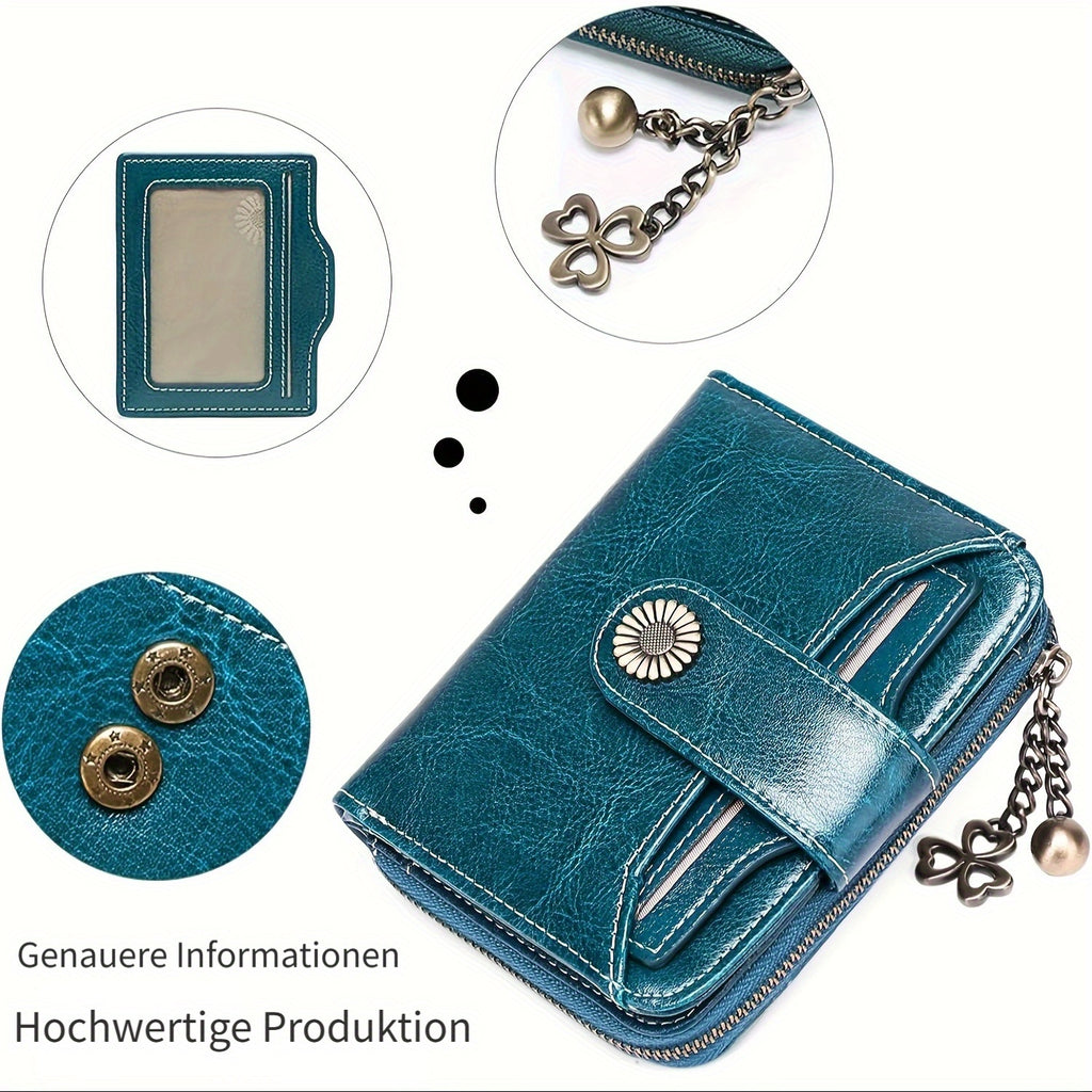 Billetera para mujer, protección RFID, billetera pequeña, multi-compartimento, bolso, monedero para mujer, billetera de cuero para mujer