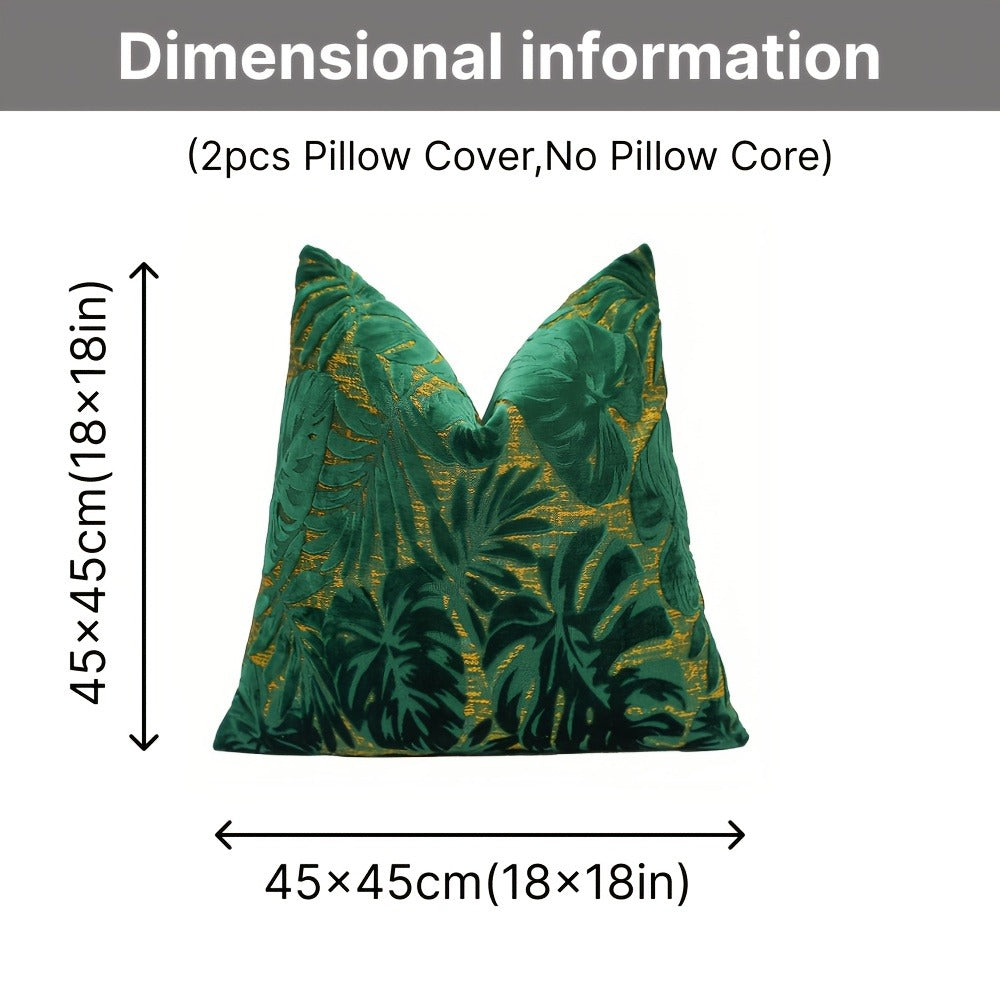 Juego de 2 fundas de almohada de terciopelo grueso, funda de cojín decorativa para sofá con plantas tropicales, funda de almohada suave y cómoda, varios colores disponibles, 45.72x45.72cm, 50.8x50.8cm, apta para sala de estar, sofá, dormitorio (sin rellen