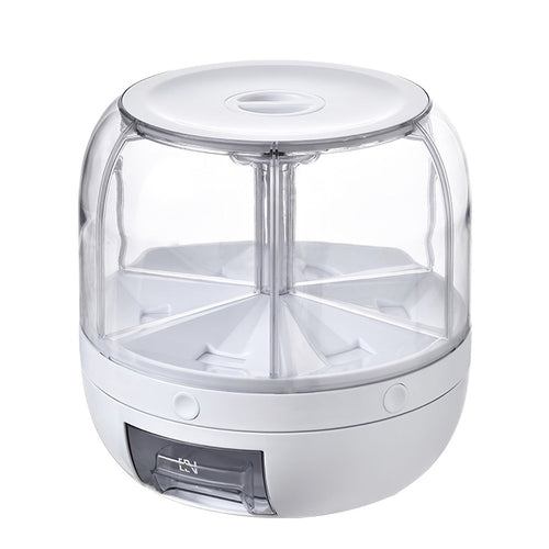 1pc Caja de almacenamiento de granos giratoria, Contenedor giratorio de gran capacidad para almacenar arroz y granos, Contenedor para almacenar granos enteros, Dispensación de un toque para granos pequeños