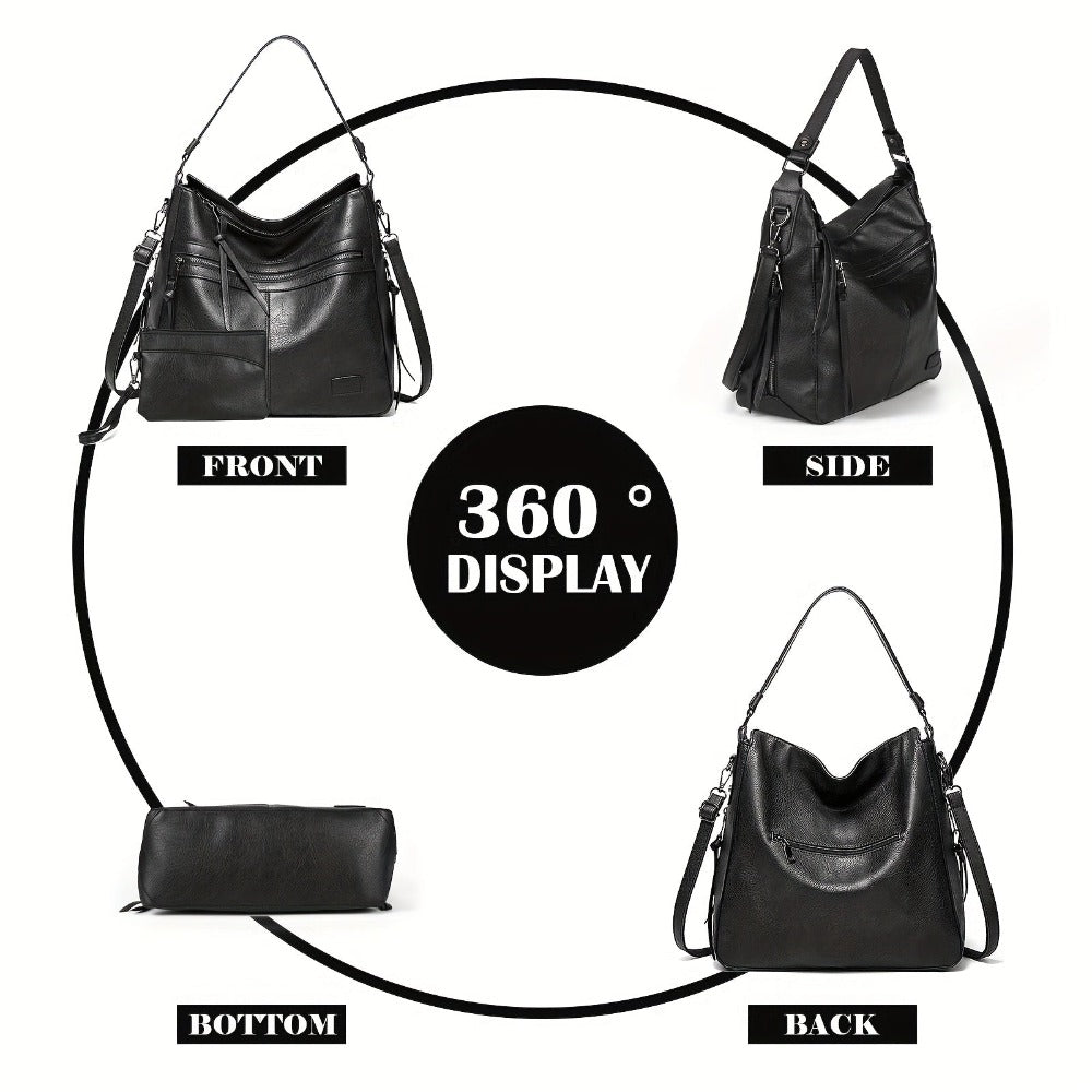 Mochila-bolso tote simple de gran capacidad con múltiples bolsillos para desplazamientos diarios, bolso de mano para usar bajo el brazo, casual y versátil, bolso cruzado de hombro único de gama alta