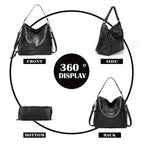 Mochila-bolso tote simple de gran capacidad con múltiples bolsillos para desplazamientos diarios, bolso de mano para usar bajo el brazo, casual y versátil, bolso cruzado de hombro único de gama alta
