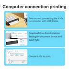 Impresora Térmica Portátil A10 Mejorada, Impresora Térmica Sin Tinta Compatible con Tamaño Carta US y A4, para Negocios/Oficina/Hogar, Compatible con Teléfono, Tablet y Laptop, Viene con 10 Hojas de Papel Térmico