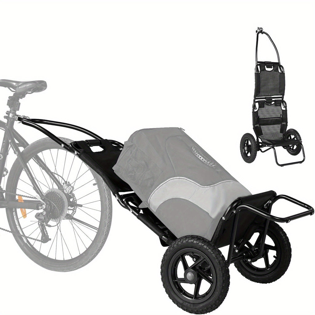 Remolque de carga para bicicleta, remolque 2 en 1 para bicicleta, carrito de compras, carretilla, marco de acero de aleación, ligero y plegable con neumáticos de aire de 30 cm, capacidad de carga de 20 kg