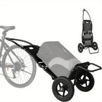 Remolque de carga para bicicleta, remolque 2 en 1 para bicicleta, carrito de compras, carretilla, marco de acero de aleación, ligero y plegable con neumáticos de aire de 30 cm, capacidad de carga de 20 kg