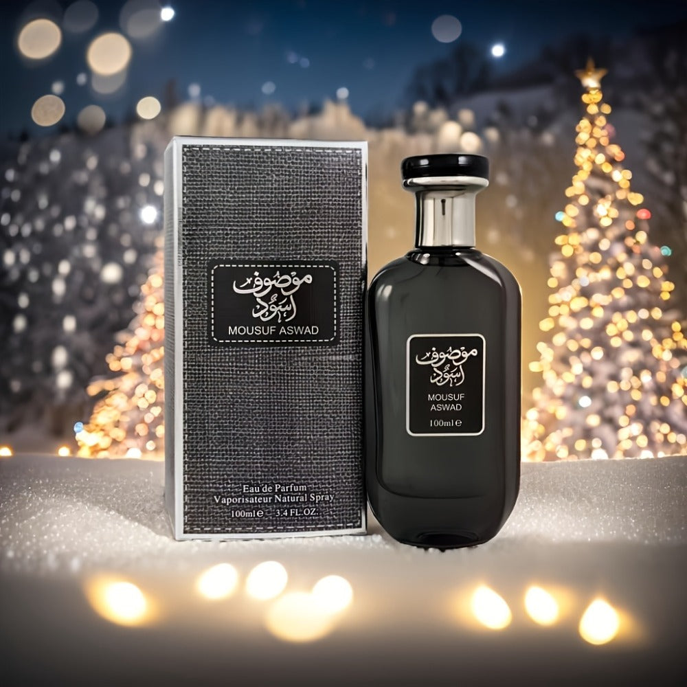 Perfume Árabe Oud de Lujo para Hombre, Fragancia Oriental Premium en Elegante Botella de Vidrio Negro | Aroma Exótico Picante Amaderado | Elegante Set de Regalo para Él con Presentación Sorpresa (Eid/Cumpleaños/Aniversario)