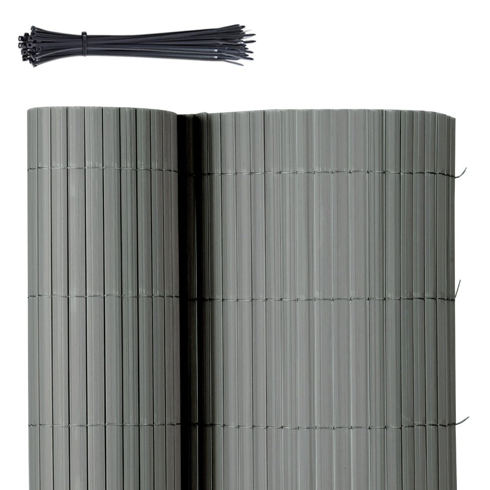 Sekey PVC Jardinera Reforzada, Pantalla de Privacidad Duradera para Balcón Terraza, Valla de Madera Plástica Resistente a la Intemperie con Bridas, Protección contra el Viento Exterior Resistente a los Rayos UV