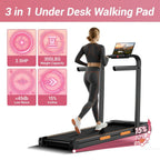 Caminadora plegable UMAY 3 en 1 con inclinación del 15%, con manillar, portátil y pequeña para el hogar, capacidad de 136.08 kg