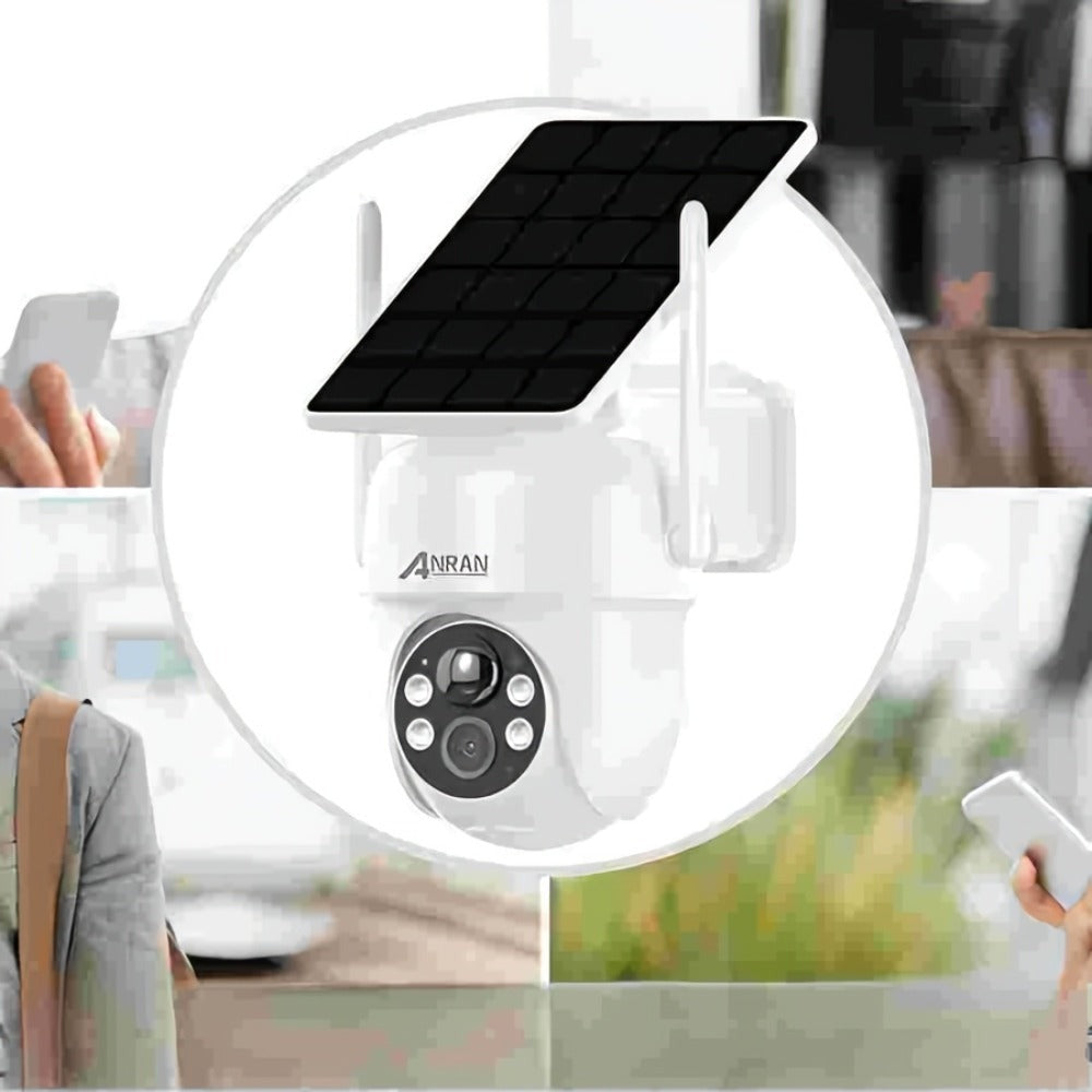ANRAN Cámaras de Seguridad Solares Inalámbricas para Exteriores, Foco con Alta Luminosidad, Sistema de Energía Solar Integrado, Detección de Movimiento Humano PIR, Funcionalidad Pan-Tilt de 355°, Conectividad de Audio Bidireccional