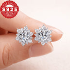 Pendientes de plata de ley 925 para mujer – Pendientes de circonita cúbica con diseño floral, Pendientes de plata de ley esterlina brillantes, Regalo de joyería elegante para mujer