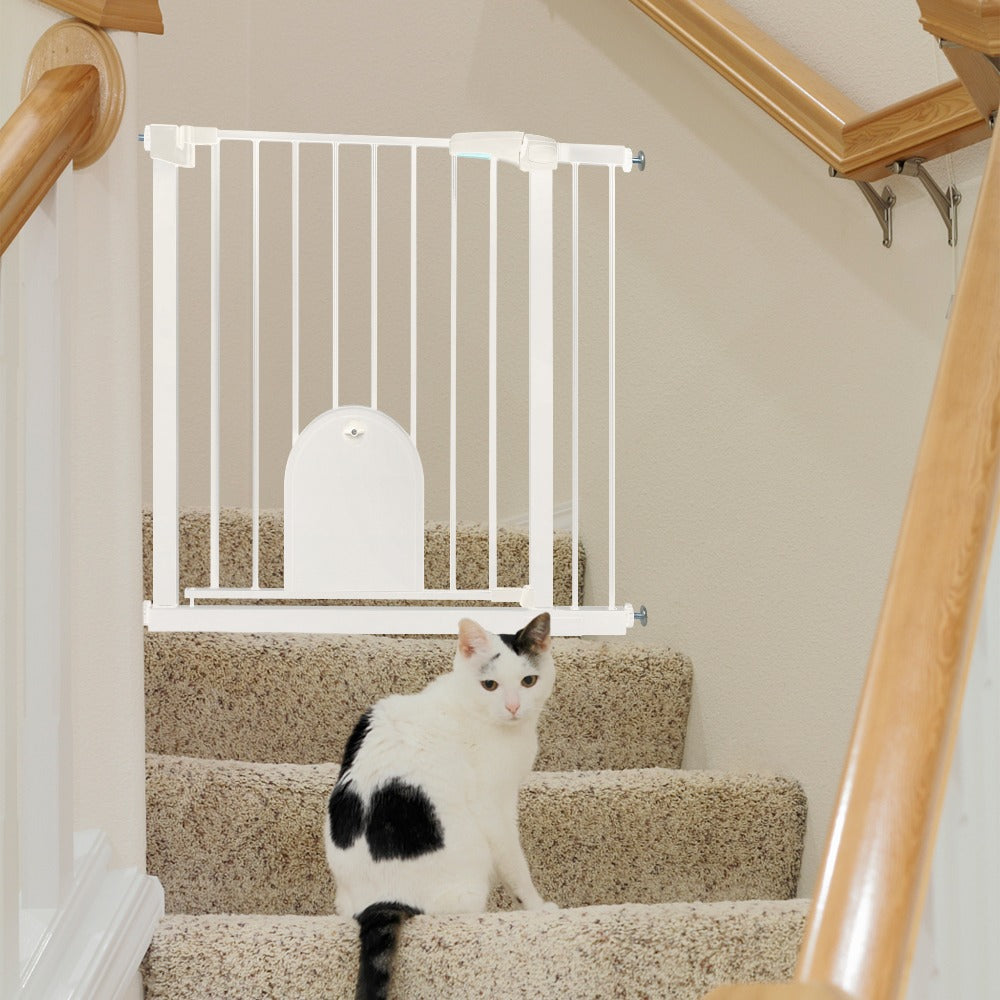 Puerta de seguridad para escaleras y puerta para animales, puerta de seguridad N Stop sin taladrar con rejilla de metal