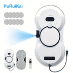 Puruikai 10 Nuevo Producto Navideño Almacenamiento Local Robot de Limpieza de Ventanas Inteligente, Disponible en Blanco y Negro, Robot de Limpieza de Ventanas con Spray Automático y Control Remoto, Potente Succión con Seguridad Anticaída, Ahorra Tiempo y