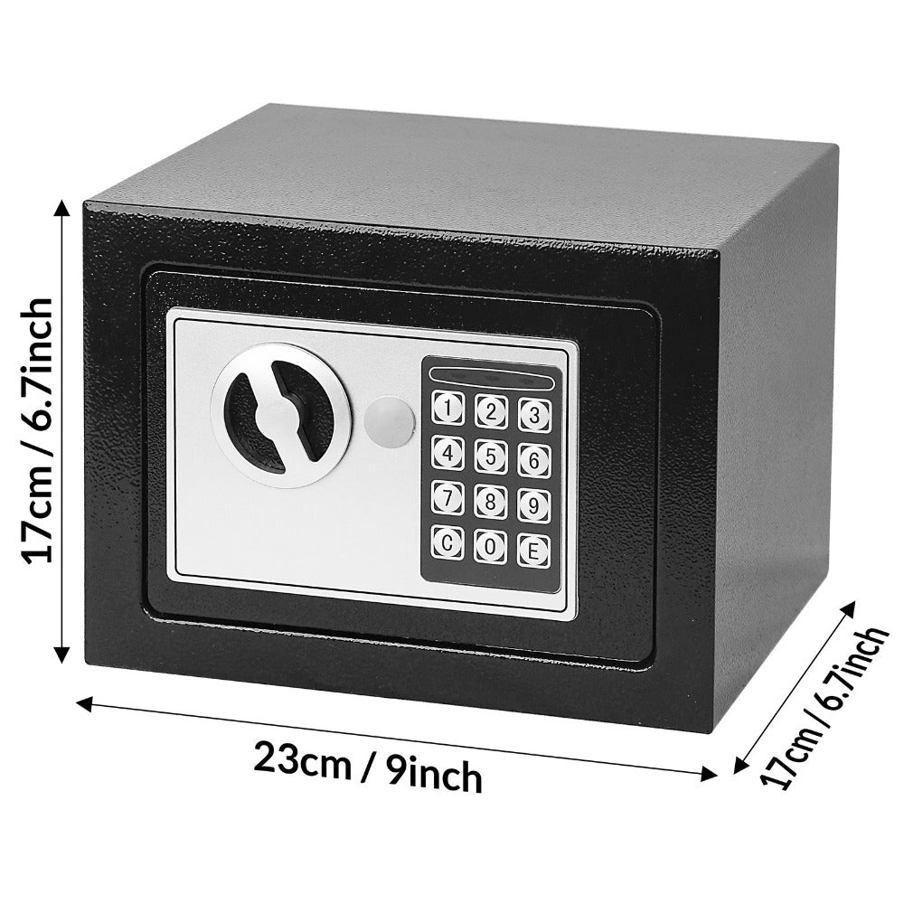 Caja Fuerte Seguridad Digital 4L Nyana Home | Cerradura Electrónica con Código + 2 Llaves de Emergencia | Acero Reforzado Negro Antirrobo | Ideal Hogar, Oficina y Hotel | Montaje en Pared o Suelo con Pernos Incluidos | Panel LED Indicador de Estado | Prot