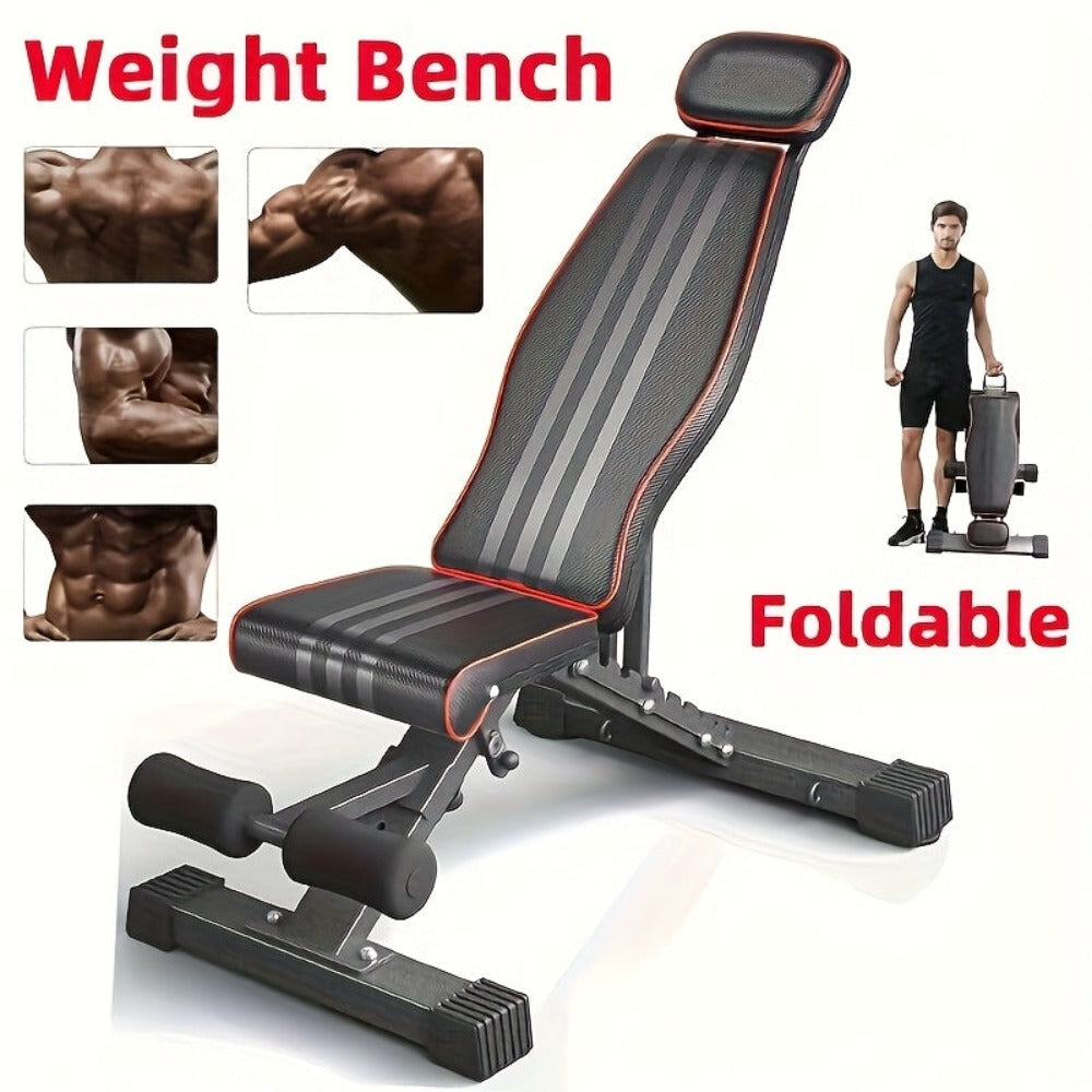 Banco de Pesas Ajustable, Banco de Entrenamiento Plegable con Capacidad de 299.37 KG, Soporte Extendido para Cabeza, Cuello y Columna, Banco Inclinado, Declinado y Plano para Entrenamiento de Fuerza en Gimnasio en Casa