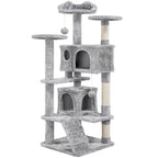 Costoffs Poste para Rascar de Gatos de 138 cm, Árbol Resistente con Pelota de Juego y Cueva para Gatos, Torre de Rascado y Escalada para Gatos, Casa para Gatos