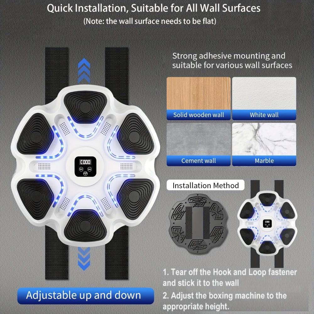Máquina de boxeo de pared con música y guantes, con tecnología inteligente y nueve modos de velocidad para un entrenamiento
