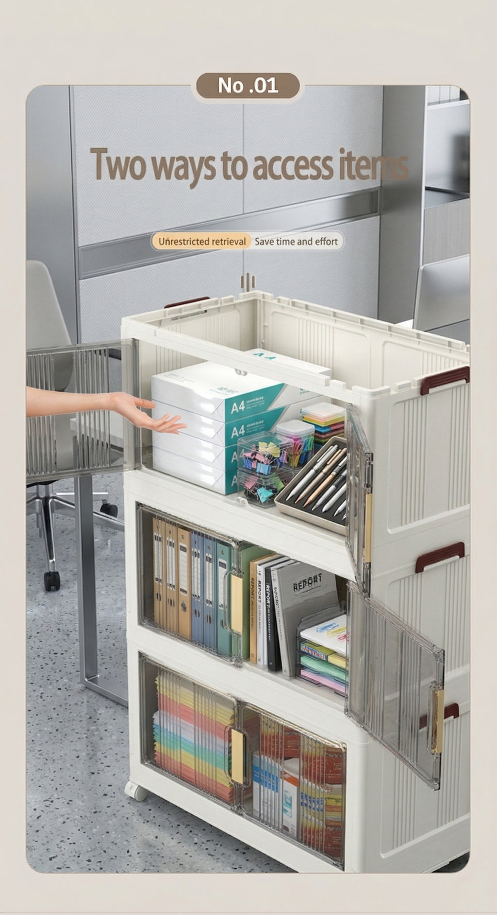 Armario plegable de almacenamiento con ruedas 88 cm plegable | Oficina, cocina y dormitorio
