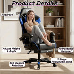 Silla de gaming ergonómica, silla de oficina con altura y respaldo ajustables, silla de oficina para computadora con soporte lumbar, reposapiés y reposacabezas, silla de gaming giratoria 360° con reposabrazos articulados
