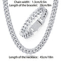 Juego de Joyería de Plata 925 con Cadena Cubana Incrustada con Zirconia 5A, Cadena Gruesa de Moda Hip-hop Casual, Ambiente de Lujo Generoso, Decoración para Fiestas y Banquetes, Hipoalergénico, El Mejor Regalo para Él, Empaque en Caja de Regalo Exquisita