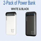 Paquete de 2 baterías externas, banco de poder de 22,5 vatios y 10000 mAh, cargador portátil con carga rápida LED, compatible con teléfonos inteligentes, tabletas, etc.