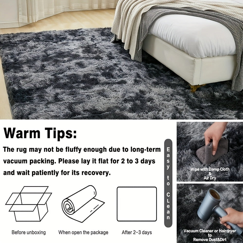 1pc Alfombra Grande Gruesa y Esponjosa de 230 X 160Cm para Sala de Estar, Dormitorio, Pasillo, Tapete, Alfombra de Piso, Gris Oscuro