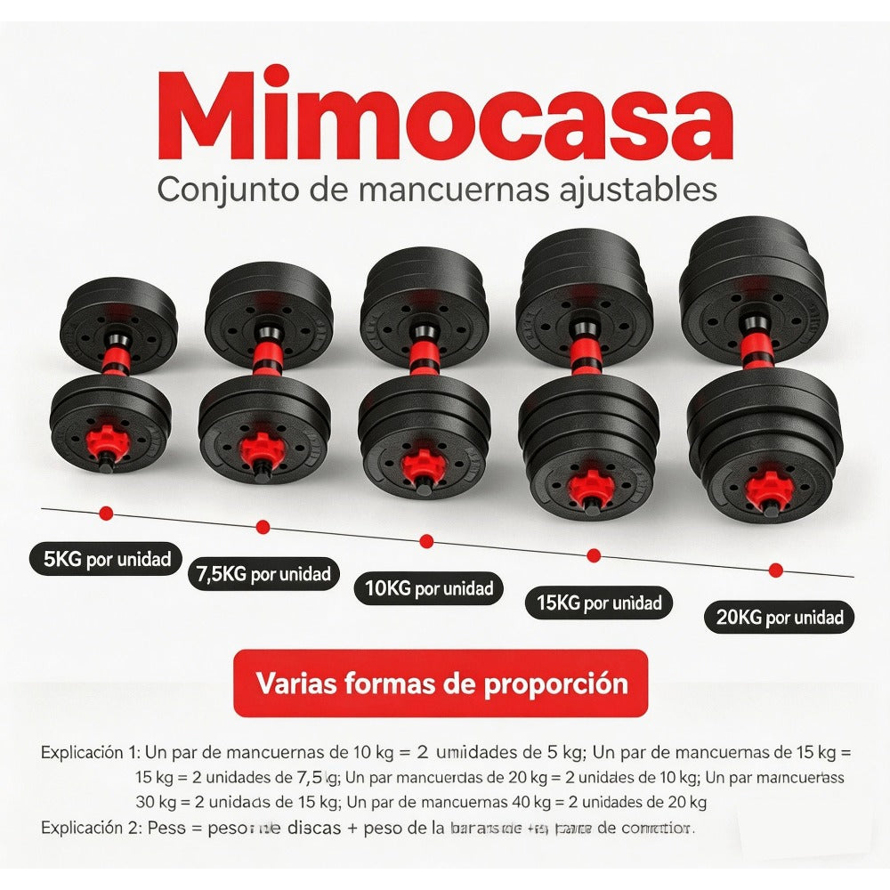 Mancuernas Ajustables de 30 kg, Juego de Pesas con Barra Libremente Combinable con Barras ConexióN, Pesos Fitness para Hombres/Mujeres.