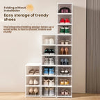 Cajas de zapatos apilables, contenedores de almacenamiento de plástico grueso de 6/9 niveles – Estante de zapatos plegable y abatible con diseño de tapa abatible, no requiere montaje, diseño vertical que ahorra espacio, apto para zapatillas/botas/tacones